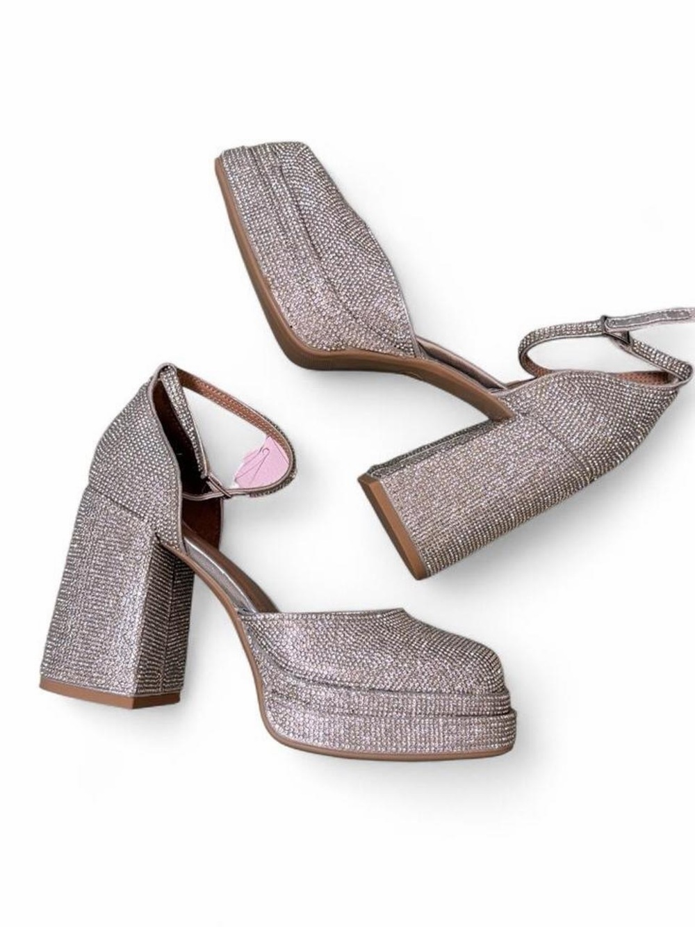 wild fable Silver Glitter Platform Block Heels
